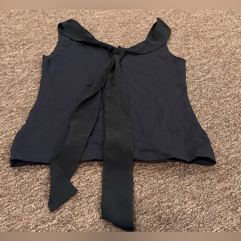 EUC Annexe bkack tank top sleeveless bow tie front sexy casual ladies M